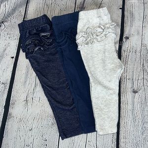 3-Pack of Ruffle Bottom Leggings - Size 6-12 Months